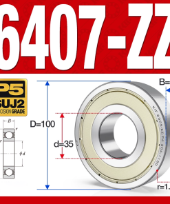 Vòng bi - bạc đạn 6407-ZZ  (Phớt kim loại - 35*100*25 mm)
