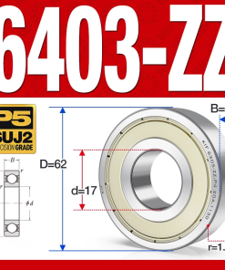 Vòng bi - bạc đạn 6403-ZZ  (Phớt kim loại - 17*62*17 mm)