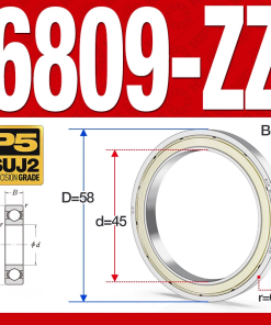 Vòng bi - bạc đạn 6809-ZZ  (Phớt kim loại -  45*58*7 mm)