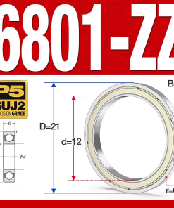 Vòng bi - bạc đạn 6801-ZZ  (Phớt kim loại -  12*21*5 mm)