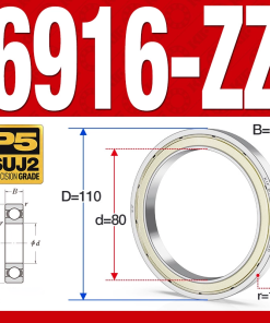 Vòng bi - bạc đạn 6916-ZZ  (Phớt kim loại - 80*110*16 mm)