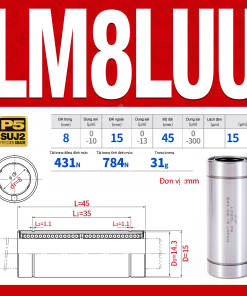 Con trượt tròn thân dài LM8LUU (Bi trượt tròn)