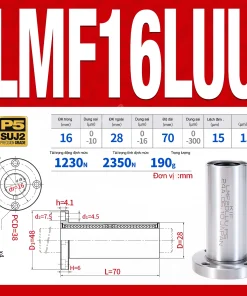 Con trượt tròn mặt bích tròn thân dài LMF16LUU (Bi trượt tròn)