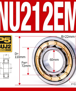 Vòng bi đũa - bạc đạn đũa trụ NU210EM (Trục tự do - lồng cách bi Đồng - kt 50*90*20 mm)