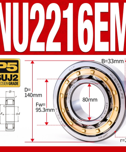Vòng bi đũa - bạc đạn đũa trụ NU2215EM (Trục tự do - lồng cách bi Đồng - kt 75*130*31 mm)