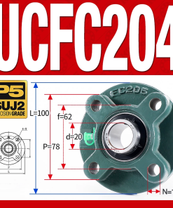 Gối đỡ vòng bi UCFC204 (Tiêu chuẩn - Đường kính trong 20 mm)