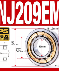 Vòng bi đũa - bạc đạn đũa trụ NJ214EM (Chặn trục 1 chiều - lồng cách bi Đồng - kt 70*125*24 mm)