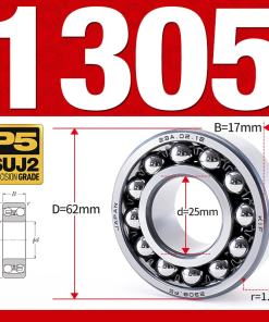 Vòng bi - bạc đạn tự lựa 1305 (Bi cầu - 2 dãy - 25*62*17 mm)