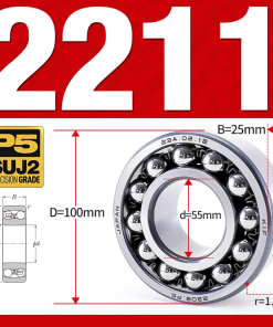 Vòng bi - bạc đạn tự lựa 2211 (Bi cầu - 2 dãy - 55*100*25 mm)