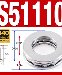 Vòng bi - bạc đạn S51110 (Chặn trục - Inox440C - 50*70*14 mm)
