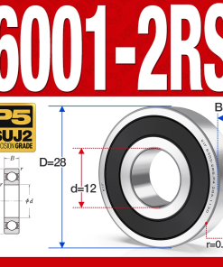 Vòng bi - bạc đạn 6001-2RS  (Phớt cao su - 12*28*8 mm)
