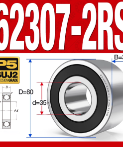 Vòng bi - bạc đạn 62307-2RS (Bi cầu 2 dãy - Phớt cao su - 35*80*31 mm)