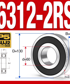 Vòng bi - bạc đạn 6312-2RS  (Phớt cao su - 60*130*31 mm)