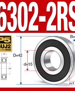 Vòng bi - bạc đạn 6302-2RS  (Phớt cao su -  15*42*13 mm)