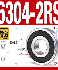 Vòng bi - bạc đạn 6304-2RS  (Phớt cao su -  20*52*15 mm)