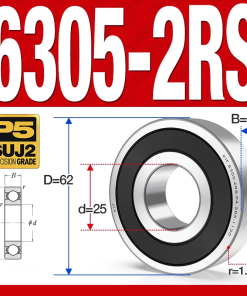 Vòng bi - bạc đạn 6305-2RS  (Phớt cao su -  25*62*17 mm)