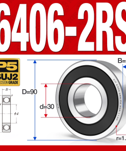 Vòng bi - bạc đạn 6406-2RS  (Phớt cao su - 30*90*23 mm)