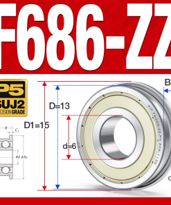 Vòng bi - bạc đạn F686-ZZ (Mặt bích - 6*13*5 mm)
