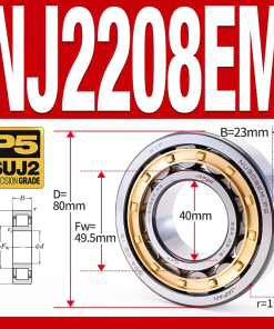 Vòng bi đũa - bạc đạn đũa trụ NJ2209EM (Chặn trục 1 chiều - lồng cách bi Đồng - kt 45*85*23 mm)