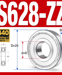 Vòng bi - bạc đạn mini S628-ZZ (Tốc độ cao - Inox 440C - 8*24*8 mm)