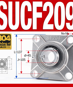 Gối đỡ vòng bi SUCF209 (Inox 304 - Đường kính trong 45 mm)