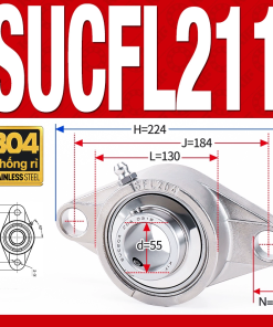 Gối đỡ vòng bi SUCFL211 (Inox 304 - Đường kính trong 55 mm)