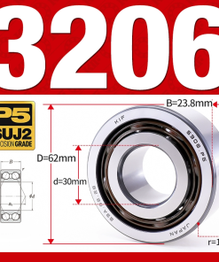 Vòng bi - bạc đạn 3206 (Không phớt -  30*62*23,8 mm)