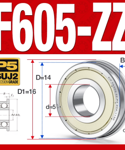 Vòng bi - bạc đạn mini F605-ZZ (Mặt bích -  5*14*5 mm)