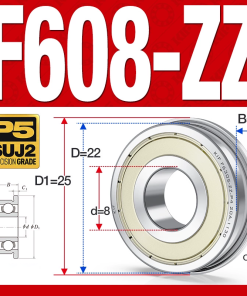 Vòng bi - bạc đạn mini F608-ZZ (Mặt bích -  8*22*7 mm)