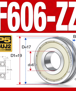 Vòng bi - bạc đạn mini F606-ZZ (Mặt bích -  6*17*6 mm)