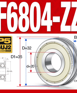 Vòng bi - bạc đạn  F6804-ZZ  (Mặt bích - phớt kim loại -  20*32*7 mm)