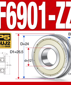 Vòng bi - bạc đạn  F6901-ZZ  (Mặt bích - phớt kim loại -  12*24*6 mm)