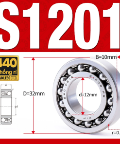 Vòng bi - bạc đạn tự lựa S1201 (Chống ăn mòn - Inox 404C - 12*32*10 mm)
