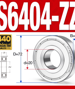 Vòng bi - bạc đạn S6404-ZZ  (Tốc độ cao - Inox 440C - phớt kim loại - 20*72*19 mm)