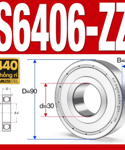 Vòng bi - bạc đạn S6406-2RS  (Tốc độ cao - Inox 440C - phớt cao su - 30*90*23 mm)