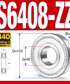 Vòng bi - bạc đạn S6408-ZZ  (Tốc độ cao - Inox 440C - phớt kim loại - 40*110*27 mm)