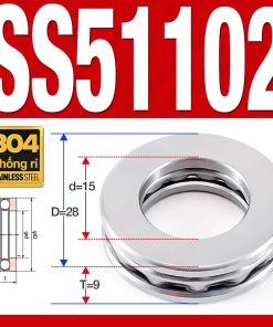 Vòng bi - bạc đạn SS51102 (Chặn trục - Inox 304 - 15*28*9 mm)