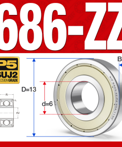 Vòng bi - bạc đạn  686-ZZ (Phớt kim loại -  6*13*5 mm)