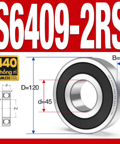 Vòng bi - bạc đạn S6409-2RS  (Tốc độ cao - Inox 440C - phớt cao su - 45*120*29 mm)