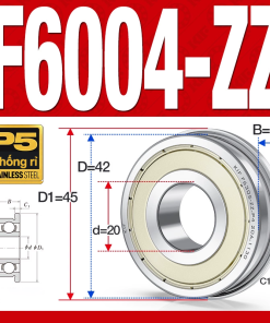 Vòng bi - bạc đạn  F6004-ZZ  (Mặt bích - phớt kim loại - 20*42*12 mm)
