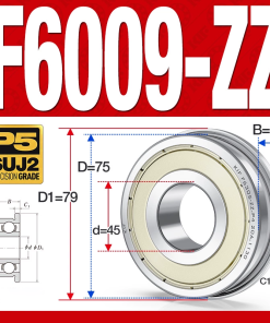 Vòng bi - bạc đạn  F6009-ZZ  (Mặt bích - phớt kim loại - 45*75*16 mm)