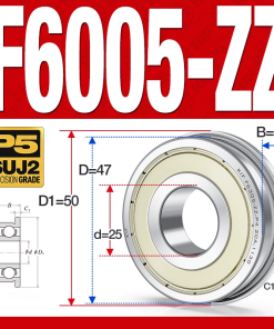 Vòng bi - bạc đạn  F6005-ZZ  (Mặt bích - phớt kim loại - 25*47*12 mm)