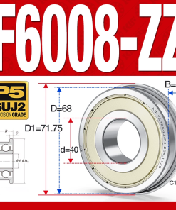 Vòng bi - bạc đạn  F6008-ZZ  (Mặt bích - phớt kim loại - 40*68*15 mm)