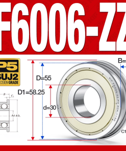 Vòng bi - bạc đạn  F6006-ZZ  (Mặt bích - phớt kim loại - 30*55*13 mm)