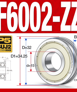 Vòng bi - bạc đạn  F6002-ZZ  (Mặt bích - phớt kim loại -  15*32*9 mm)