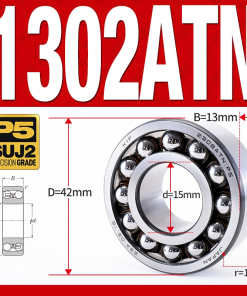 Vòng bi - bạc đạn tự lựa 1302ATN  (Chịu nhiệt - vòng cách bi Nylon - 15*42*13 mm)