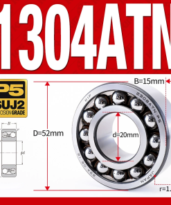 Vòng bi - bạc đạn tự lựa 1304ATN  (Chịu nhiệt - vòng cách bi Nylon - 20*52*15 mm)