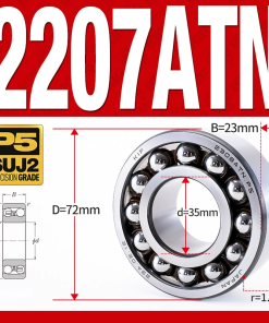 Vòng bi - bạc đạn tự lựa 2207ATN  (Chịu nhiệt - vòng cách bi Nylon - 35*72*23 mm)