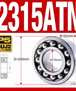 Vòng bi - bạc đạn tự lựa 2315ATN  (Chịu nhiệt - vòng cách bi Nylon - 75*160*55 mm)