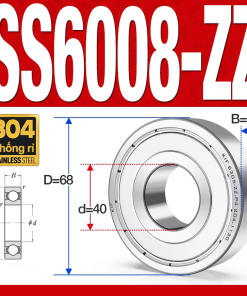 Vòng bi - bạc đạn SS6011-ZZ (Chống ăn mòn - Inox 304 - phớt kim loại - 55*90*18 mm)